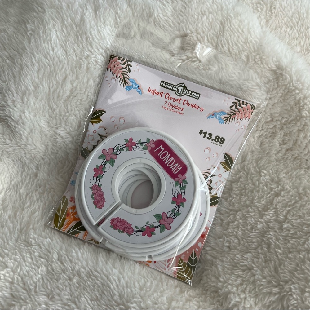 NEW 👶 Infant Closet Dividers | Days of the Week | Pink Flowers | 03.10.497(M-F)